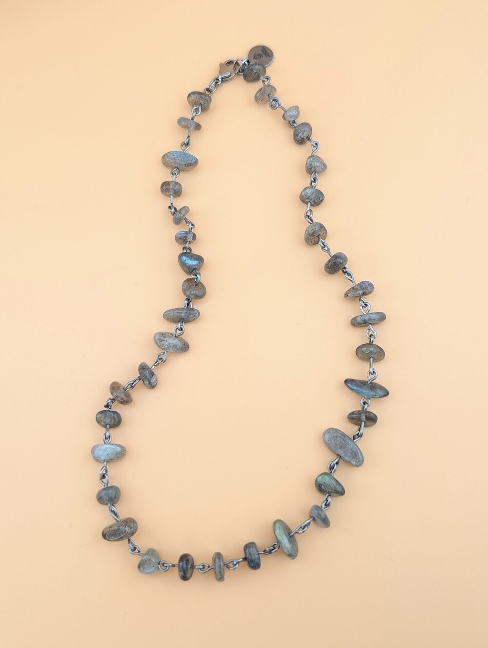 NWT Labradorite Chain Linked Choker Necklace Boho Wire Wrapped Gemstone